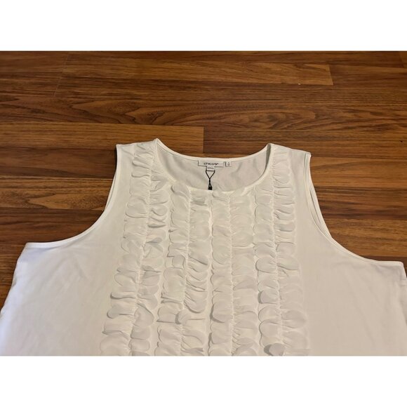 Chicos Cream PLUS Size 4 XXL NWT Sleeveless Layers of Ruffles Scoop Neck Stretch - Picture 8 of 10